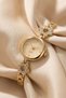 Genius Women's Gold Steel Watch with Champagne Textured Dial and Stone Detail Luxury Quartz Wristwatch - 2