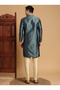 Mens Self Design Jacquard Silk Kurta Set - 2