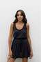 Black Strappy Blouse Shorts Modal Set