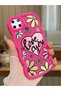 Realme C25Y Compatible Case Camera Protector Red Silicone Couple Phone Case Floral Pattern