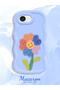 iPhone 16E Compatible Case Camera Protector Blue Silicone Couple Phone Case Floral Pattern - 2
