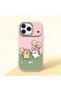 iPhone 17 Pro Compatible Case Camera Protector Pink Silicone Couple Phone Case with Line Pattern