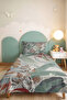 Tropical Green Young Room Single Pique Set - Botanical Tile 160X220 cm Quilted Bedspread - 6