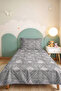 Gray Geometric Modern Young Room Single Pique Set-Anthracite Minimal Bedspread-160X220 cm - 5