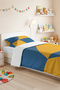 Blue Geometric Young Room Single Pique Set - Yellow Modern 160X220 cm Quilted Bedspread - 4