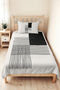 Black Geometric Youth Room Single Pique Set - Modern Striped 160X220 cm Quilted Bedspread - 6