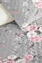 Gray Floral Young Room Single Pique Set - Pink Modern Rose 160X220 cm Quilted Bedspread - 3