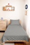 Gray Geometric Modern Young Room Single Pique Set-Nordic 160X220 cm Quilted Bedspread - 2