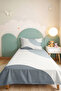 Blue Geometric Modern Young Room Single Pique Set - Gray Minimal 160X220 cm Bedspread - 5