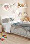 Blue Geometric Young Room Single Pique Set - Gray Modern 160X220 cm Quilted Bedspread