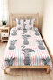 Flamingo Pineapple Striped Pink Teen Room Single Pique Set-Grey Tropical Bedspread 160X220Cm - 4