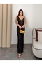 Women's off-the-shoulder knit maxi beach dress with openwork detail and slit - 3