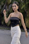 Women's Satin Blouse with Elastic Back - 2