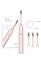 x-3 Rechargeable Electric Toothbrush, 6 Optional Modes for Fast Charging, Ultrasonic with Built-in 2 Minute Timer and 4 Replacement Brush Heads, Pink
