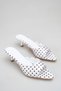 Women's Pointed Toe Heeled Satin Sandals White Polka Dot