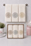 Boxed Set of 3 100% Cotton French Guipure Embroidered Gift Dowry Kitchen Towels 30X50 Size