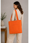 Women's Orange Zippered Hand and Shoulder Bag Fabric Tote Bag Canvas Bag - 5