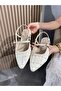حذاء نسائي مفتوح من الخلف مطرز بشكل مربع - 4
