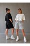 2-Piece Shorts for Women (Black-Grey) Comfortable Fit Oversize Daily Wear Sweat-Resistant