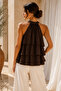 Women's Brown Layered Ruffle Halter Neck Blouse - 5