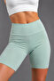 Women's Aqua Green High Waist Gathering Flexible Short Leggings - 2