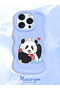 iPhone 14 Pro Compatible Case Camera Protector Blue Silicone Couple Phone Case Panda Pattern - 2