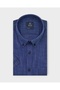 Men's Regular Fit Short Sleeve 100% Cotton Button-Up Collar Cobalt Blue Shirt 9566Sm