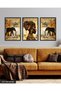 African Woman and Elephant 3 Piece Wooden Framed Painting Act - 4