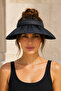 Women's Waterproof Sun Visor Wide Brim Uv Protection Summer Beach Hat Black - 3