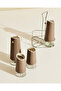 Grey Glass Condiment Set With Metal Stand (5 Piece) - 4