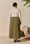 Khaki Belted Skirt with Epaulettes and Koza Logo Detail - 5