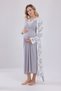 New Season Gray Lace Design Strappy Cotton Maternity Nightgown-2-Piece Set - 6