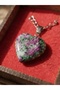 Anyolite Stone Natural Stone Heart Model Necklace with Wooden Box - 2
