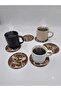 Wooden Double-Sided Laser Printed Animal Pattern Coasters Set of 6 9 cm 3 mm Mdf, Decorative