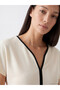Alita City Blouse with Contrast Collar and Ribbon Detail - 3