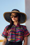 Zigzag Stripe Detailed Straw Beach Hat Rms-Rş-2103-26 Black - 3