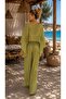 Green Lux Chiffon Fabric Blouse and Pants Beach Wear 2 Piece Set L/Xl - 4