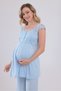 New Season Blue Strappy Lace Special Design Summer 100% Cotton Maternity Pajama Set - 3