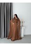 Brown Chiffon Flowing Cape Sleeves Long Evening Dress - 2