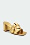 Loves Asymmetrical Cut Gold Thick Heeled Slippers - 2
