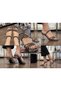 Stylish Black Heeled Shoes with Stones - 2