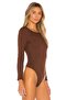Women's Long Sleeve Back Low-Cut Silk Jersey Bodysuit - 4