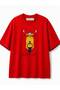 Women's Oversize 100% Cotton Motorcycle Printed Comfortable Fit T-Shirt - Red