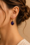 Women's Earrings Copper Amethyst Natural Stone Oval Model Women's Copper Earrings - 2