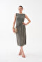 Yandan Brooched Pleated Pique Modal Dress - 4