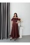 Brown Flounce Strap Ruffle Lined Chiffon Evening Dress - 2