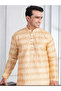 Mens Beige Sequins Work Cotton Silk Kurta Set - 6