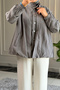 6515 - Stylish, Comfortable, Casual, Short Balloon Sleeve, Thin Viva Fabric, Hidden Button Detail Women's Jacket - 7