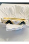 Steel Clasp Black-White Gold Detail Geometric Pattern Bracelet - 4