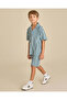 Boys Green Striped Shorts - 5
